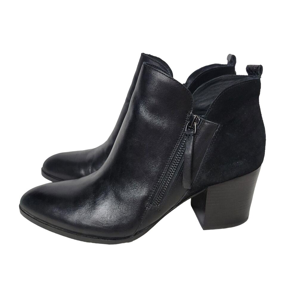 Donald J Pliner Edyn Black Leather & Suede Pointed Toe Ankle Boots Women’s 6.5